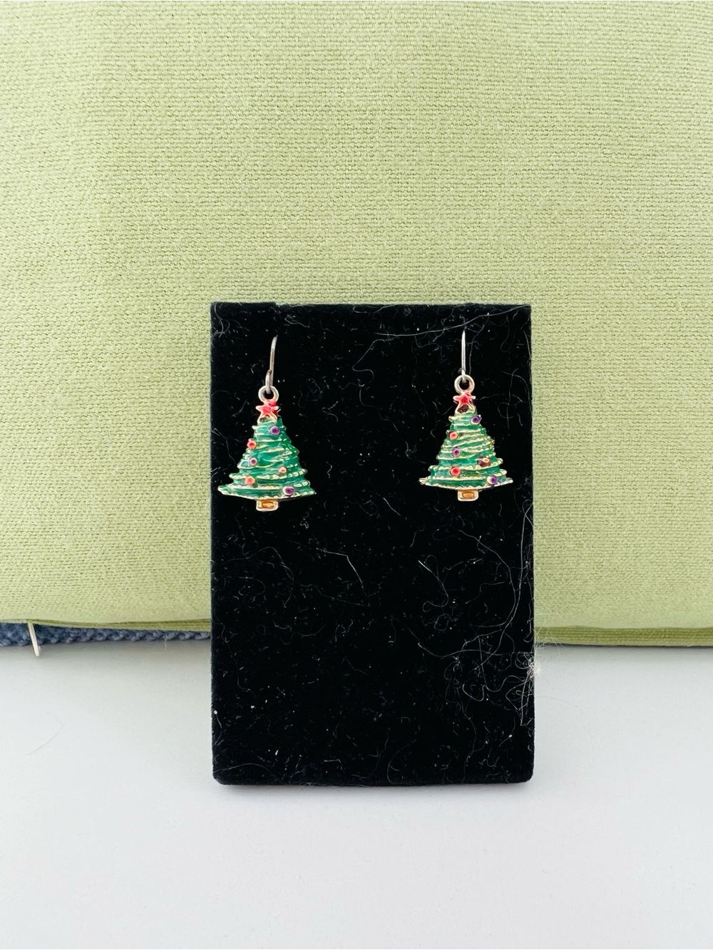 Green Christmas Tree Drop Earrings - Women Jewelry